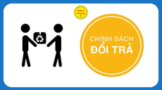 Biểu tượng trao đổi hàng hóa và nhãn minh họa cho chính sách đổi trả sản phẩm và dịch vụ