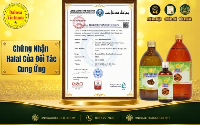 Chứng nhận Halal của đối tác cung ứng 