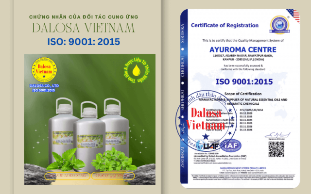 Một Số Chứng Nhận ISO 9001 2015 Của Đối Tác Cung Ứng Cho Dalosa Việt Nam