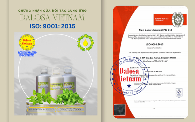 Một Số Chứng Nhận ISO 9001 2015 Của Đối Tác Cung Ứng Cho Dalosa Việt Nam