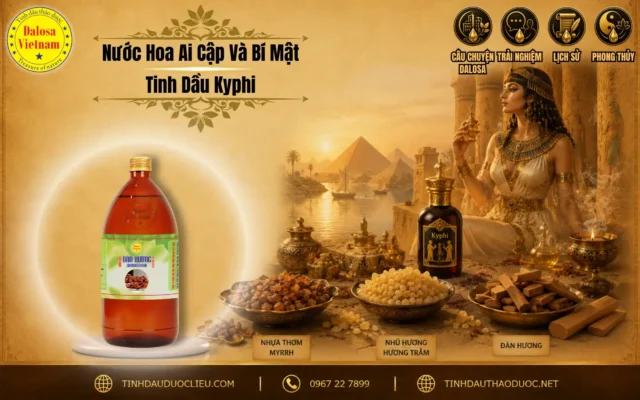 Chuyện về Cleopatra và bí mật sắc đẹp từ tinh dầu Oải hương 1 Đồ họa tư liệu bổ sung kể về nuoc hoa ai cap va bi mat tinh dau kyphi 1 đặt bên cạnh bối cảnh mỹ nhân Ai Cập, kim tự tháp và chai sản phẩm tinh dầu Dalosa