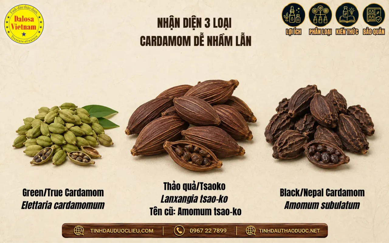 13 Tên Gọi Khác Của Tinh Dầu Thảo Quả 2 phan biet cac loai cardamom de nham lan