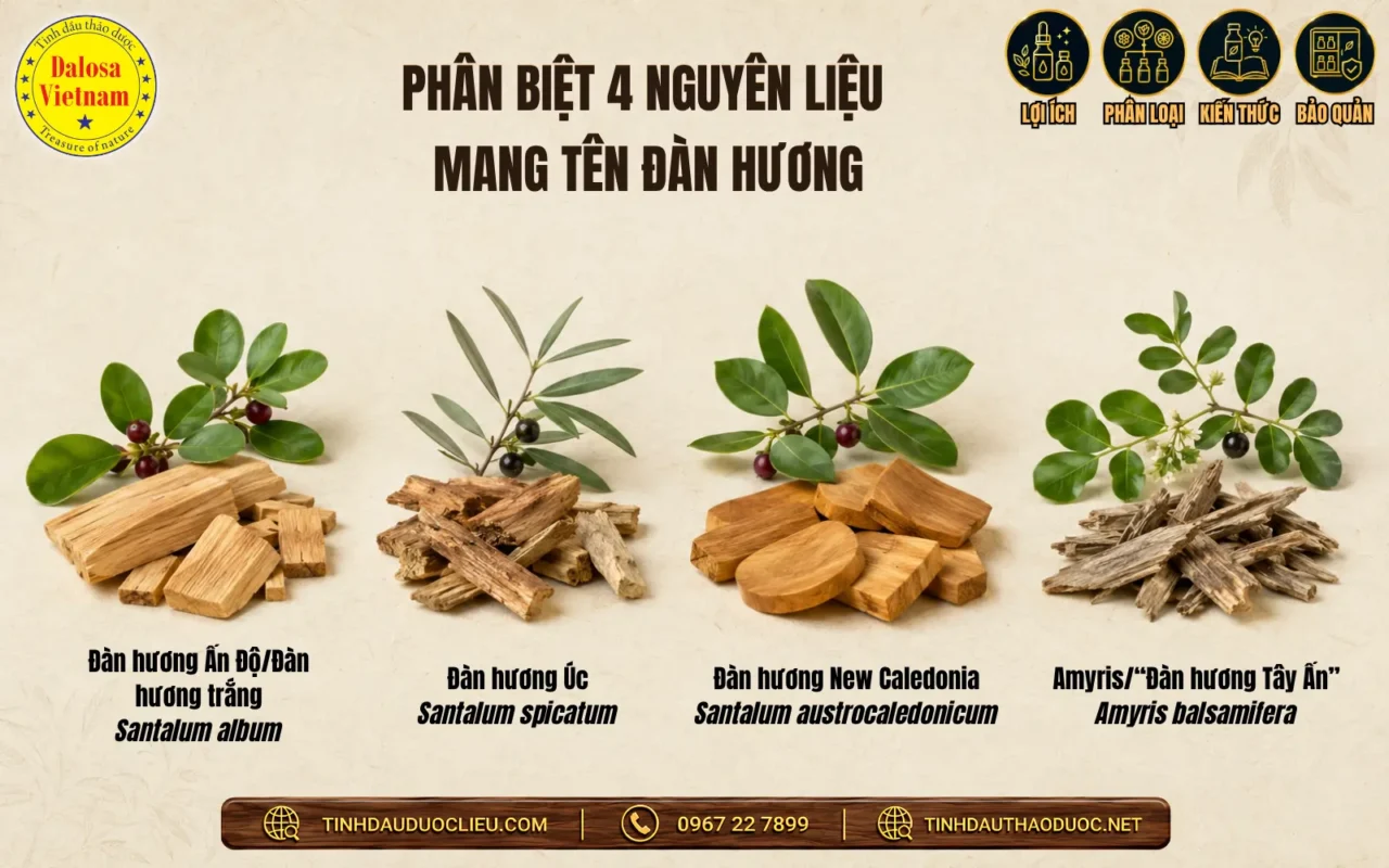 8 Cách Gọi Khác Của Tinh Dầu Đàn Hương 2 Phân biệt đàn hương Ấn Độ, đàn hương Úc, New Caledonia và Amyris