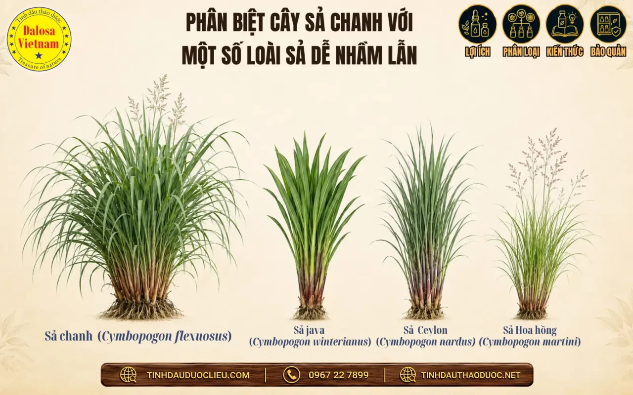 10 Cách Gọi Khác Của Tinh Dầu Sả Chanh 2 Phân biệt cây Sả chanh với Sả Java, Sả Ceylon và Sả hoa hồng