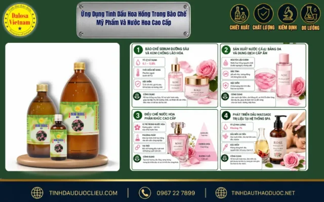 Ứng Dụng Tinh Dầu Hoa Hồng Trong Bào Chế Mỹ Phẩm Và Nước Hoa Cao Cấp 2 : Đồ họa chi tiết ứng dụng tinh dầu hoa hồng trong mỹ phẩm và nước hoa Dalosa Vietnam
