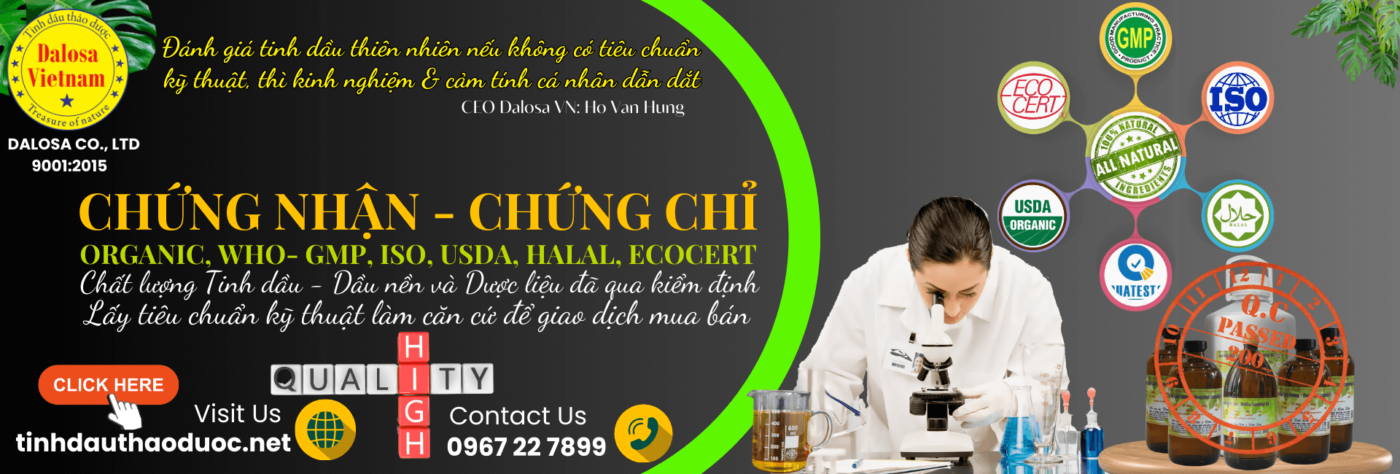 Dalosa Vietnam | Tinh DầuThiên Nhiên, Dầu Nền Thực Vật, Dược Liệu 5 Các chứng nhận chứng chỉ của dalosa Việt Nam đạt được